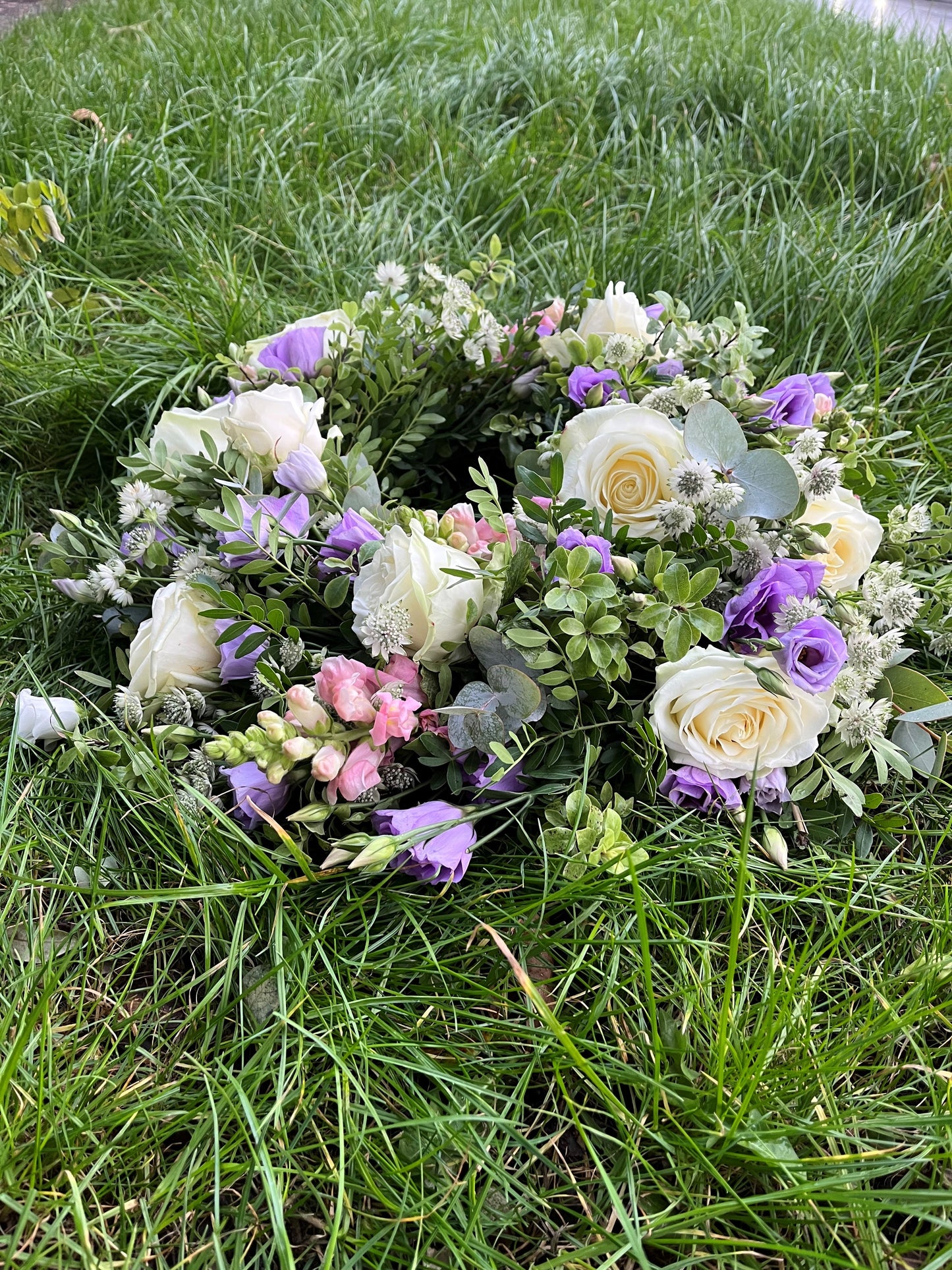 Natural Funeral Wreath - Pretty Pastels