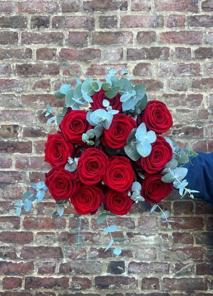 'True Love' Red Roses with Eucalyptus