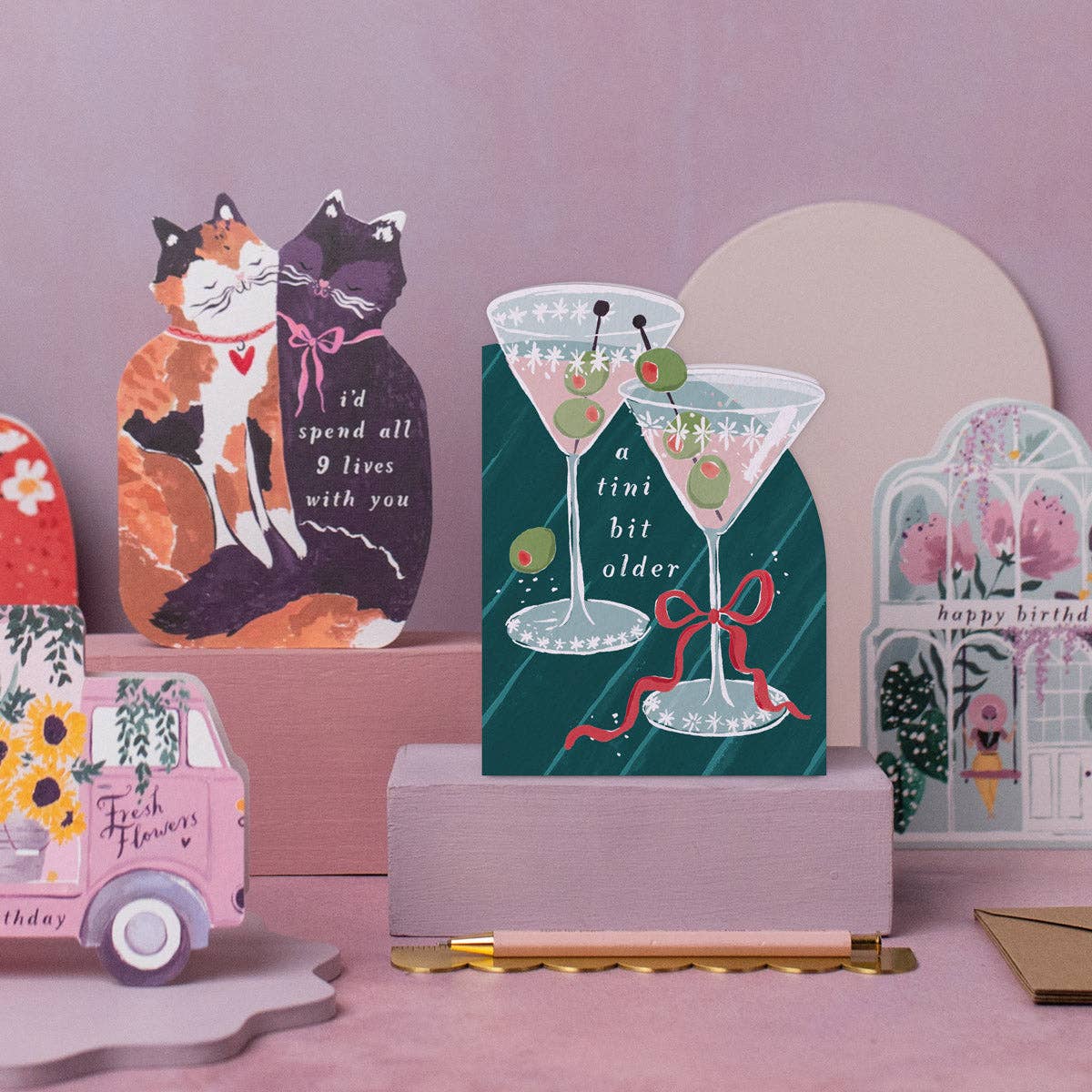 Sister Paper Co. | USA Duties Paid - Tini Bit Older Martini Birthday Card | Birthday Cards
