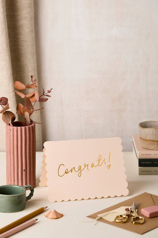 Katie Leamon - Scallop Congratulations Card Blush