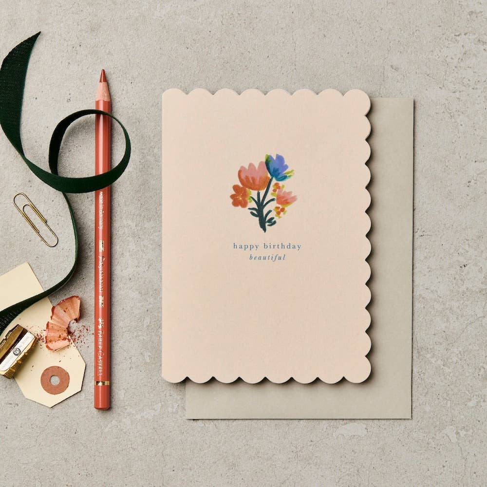Happy Birthday Beautiful Scallop Card by Katie Leamon