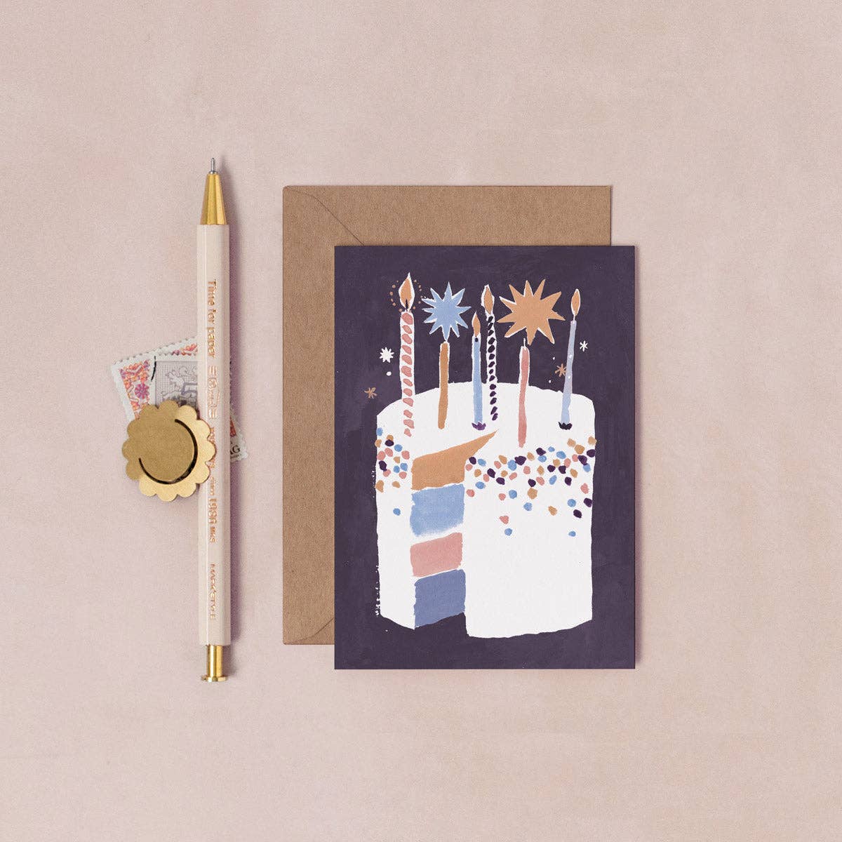 Sister Paper Co. | USA Duties Paid - Cake Mini Birthday Card | Mini Greeting Card | Birthday Cake
