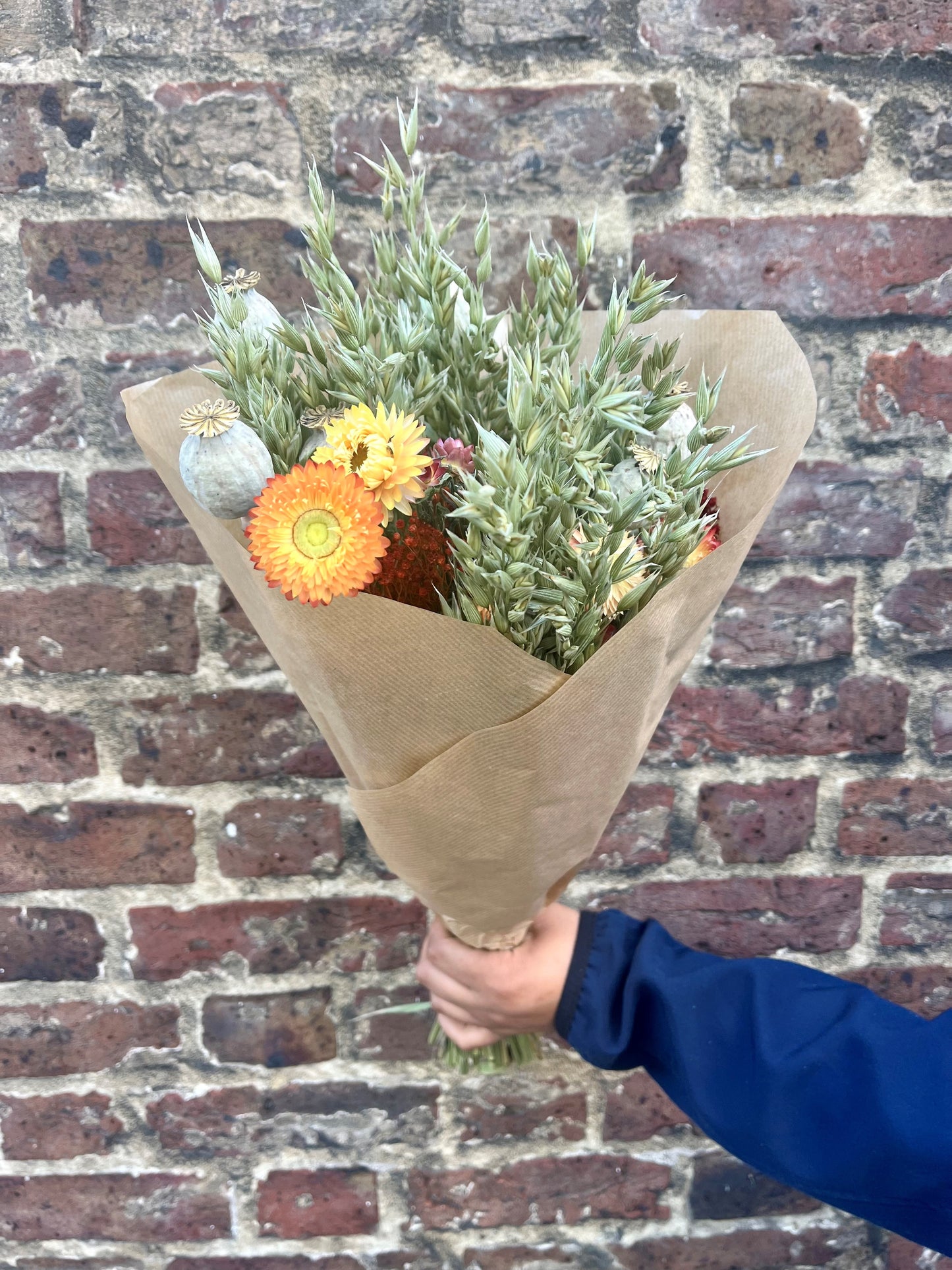 Dried flower bunch - Natural, peach & red