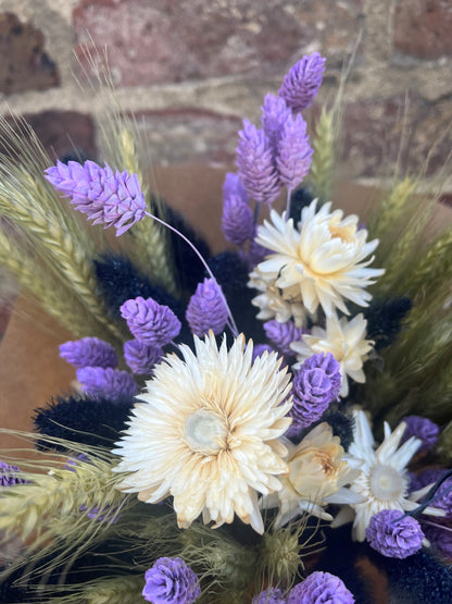 Dried flower bunch - Natural, lilac & navy