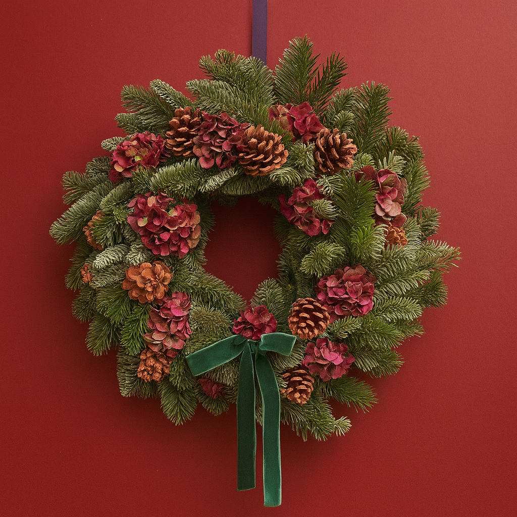 Everluxe Christmas door wreath with green bow