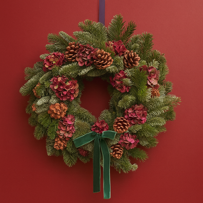 Everluxe Christmas door wreath with green bow