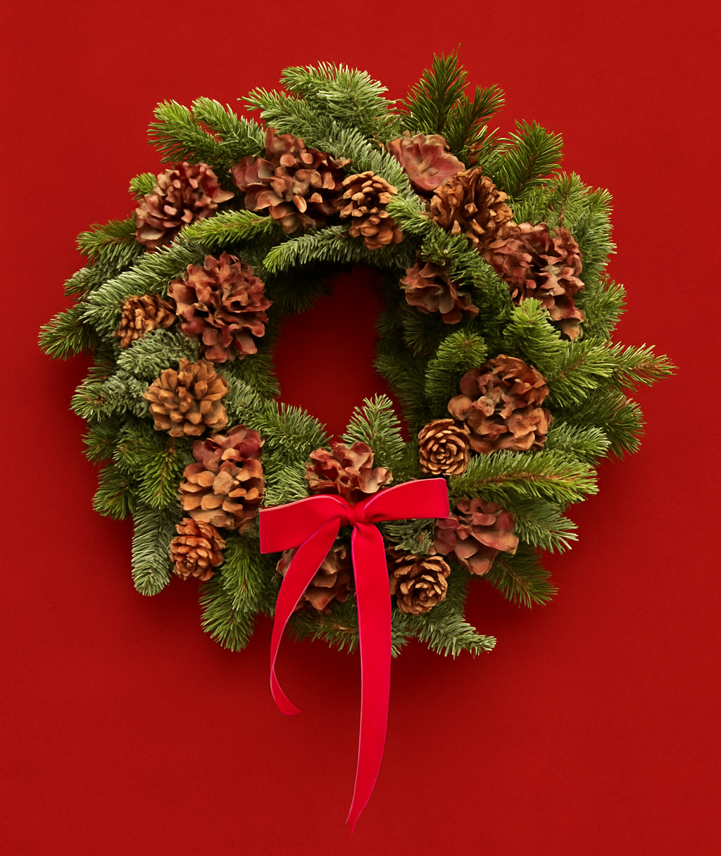Everluxe Christmas door wreath with red bow