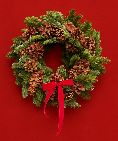 Everluxe Christmas door wreath with red bow