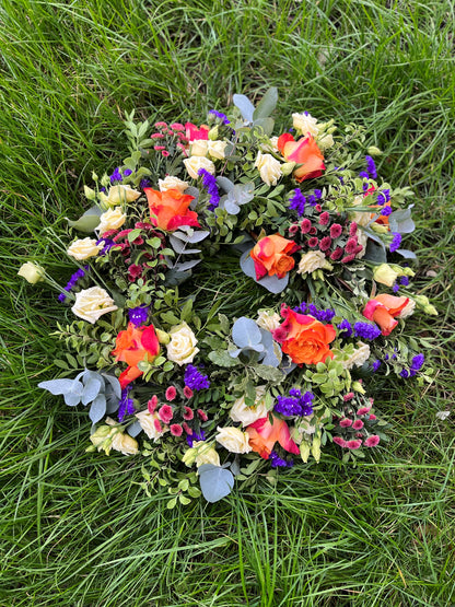 Natural Funeral Wreath - Bold & Bright