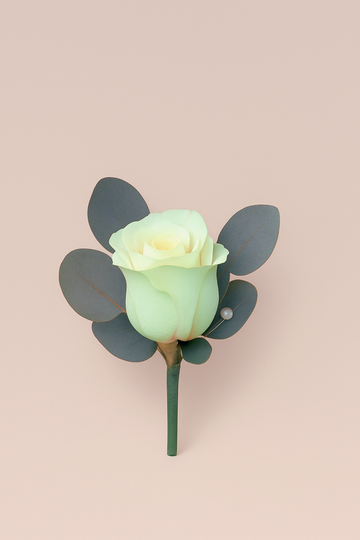 White & Green pre-designed wedding buttonhole