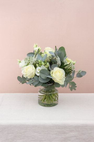 White & Green pre-designed wedding vase arrangement