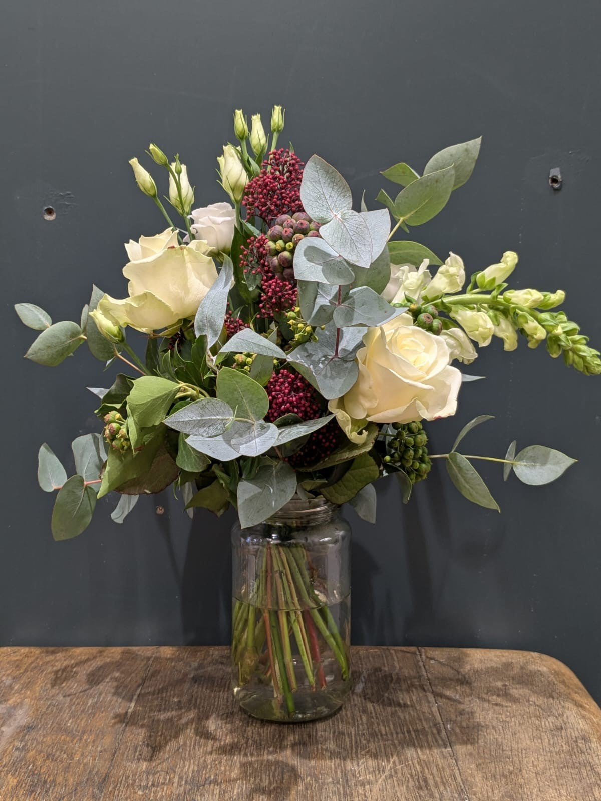 Original Gardenia small Woodland Christmas jar arrangement