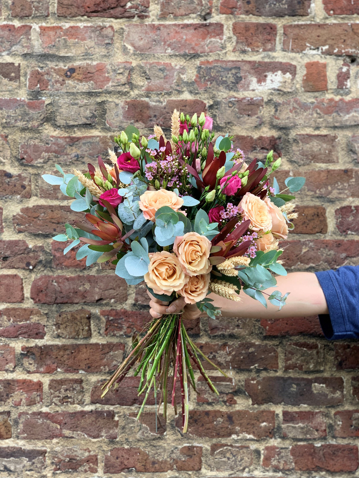 Seasonal Pretty Autumnal hand-tied bouquet – side view