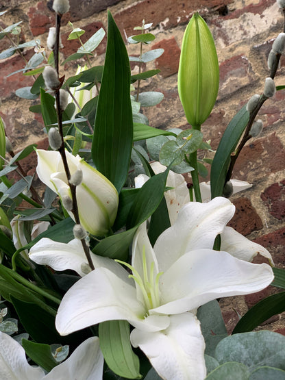 Festive White Lily Bunch